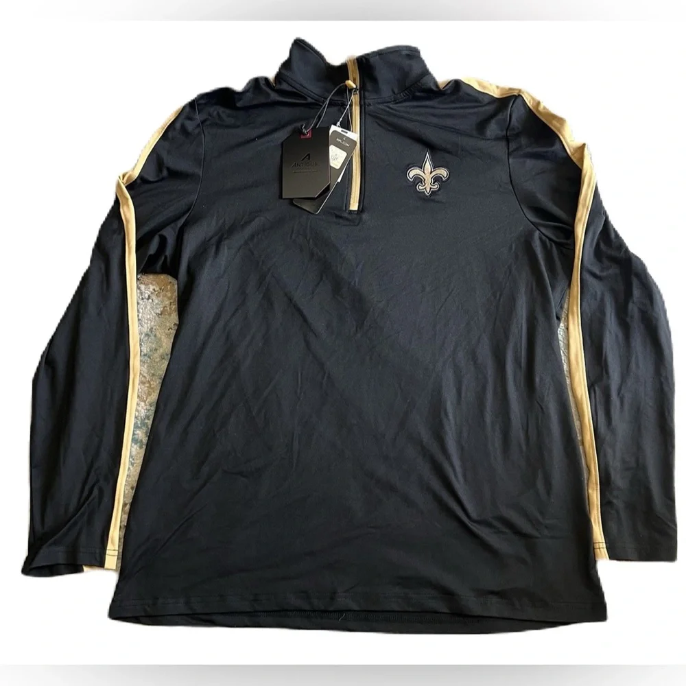 Men's Black New Orleans‎ Saints Quarter-Zip Top NWT Size S